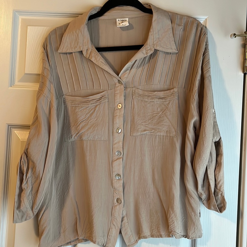 Tan button down
